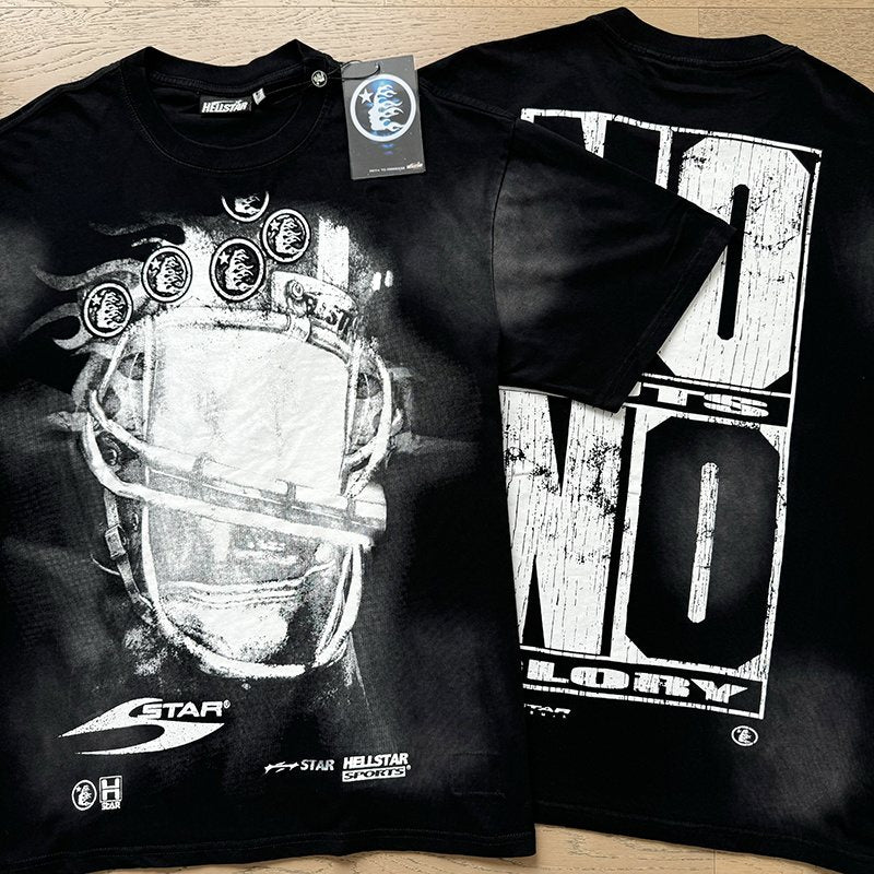 HS Distressed Helmet Motorcycle Graphic T-Shirt ¡ª hang_tag