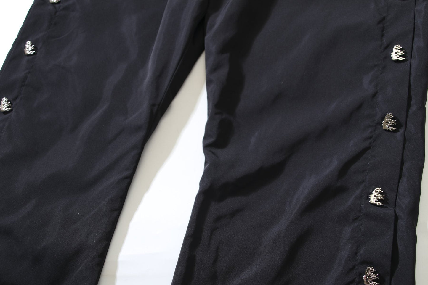 HS Side Button Wide-Leg Pants - Black ¡ª detail