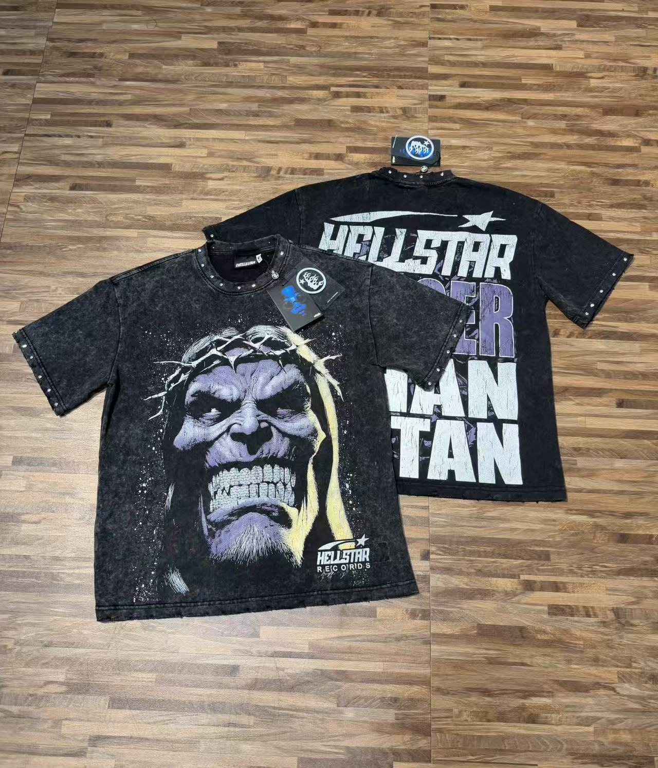HS Bigger Than Satan Studded Graphic T-Shirt ¡ª context