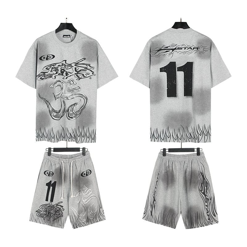 HS Number 11 Graphic T-Shirt and Shorts Set ¡ª front
