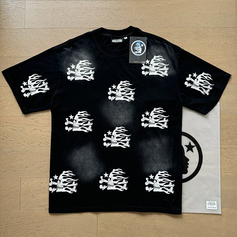 HS Washed Black Flame Graphic Short-Sleeve Set ¡ª context