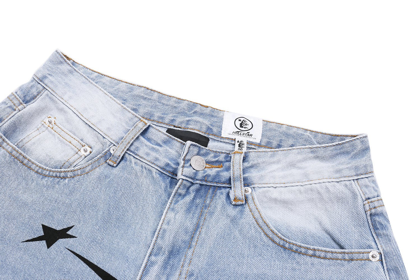 HS Light Blue Washed Graphic Jeans ¡ª detail