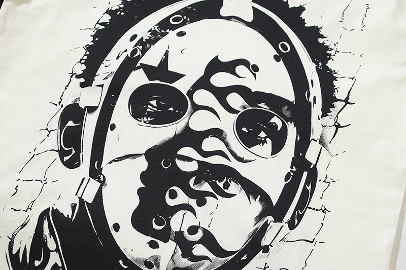 HS 777 Face Graphic Contrast T-Shirt ¡ª detail