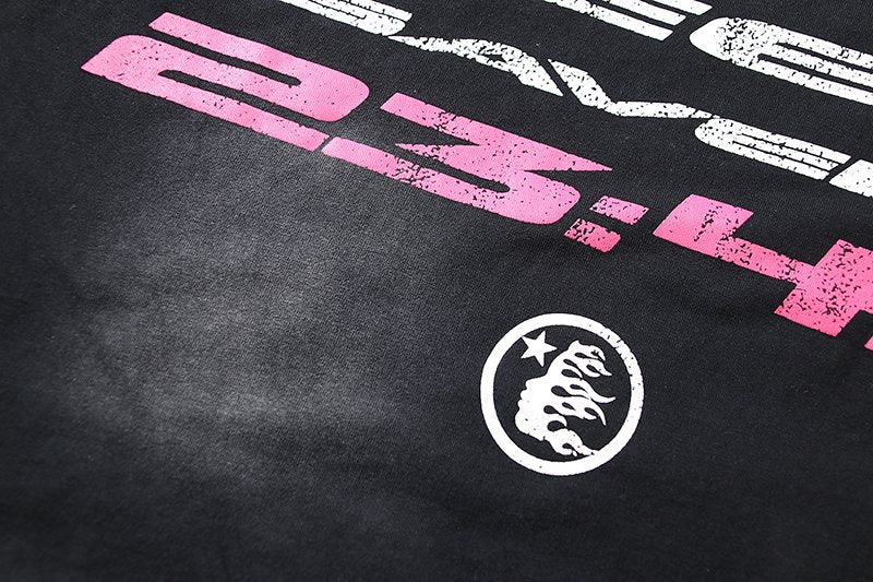 HS Pink-and-White Distressed Graphic T-Shirt ¡ª detail