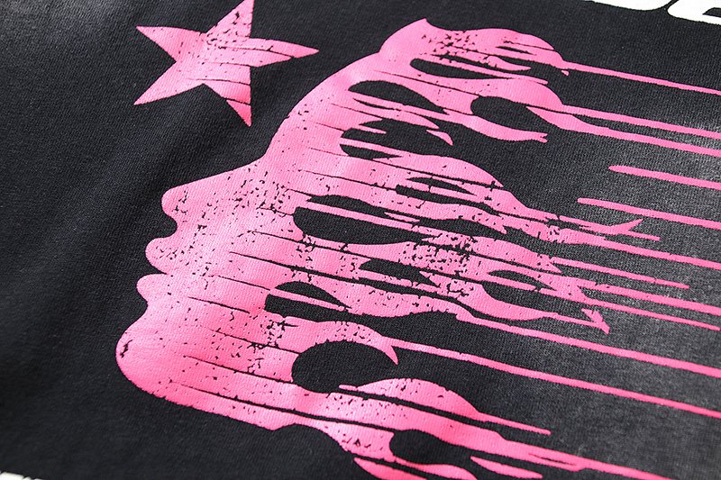 HS Pink-and-White Distressed Graphic T-Shirt ¡ª detail