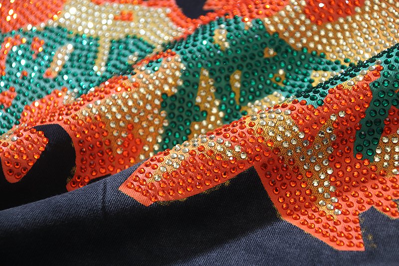HS Washed Black Rhinestone Graphic T-Shirt ¡ª detail