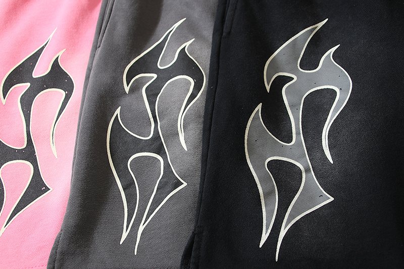 HS Washed Flame Graphic Shorts ¡ª fabric_closeup