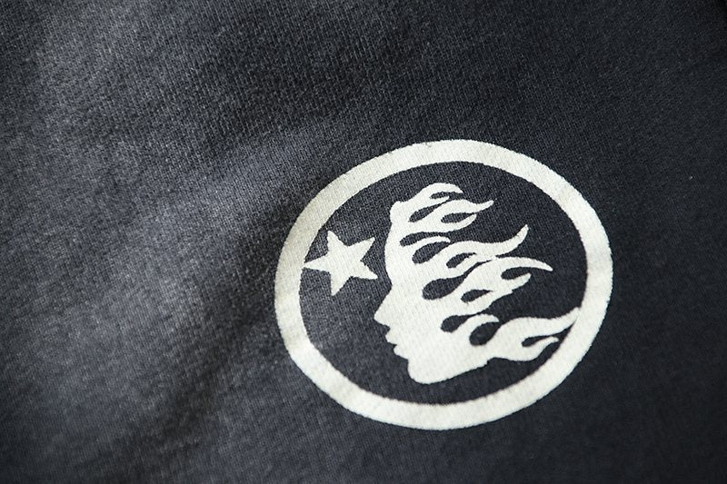 HS Washed Logo Graphic Sweat Shorts - Black ¡ª detail