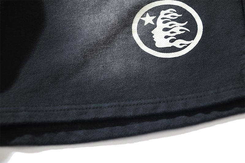 HS Washed Logo Graphic Sweat Shorts - Black ¡ª detail