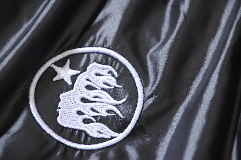 HS Black Embroidered Graphic Shorts ¡ª detail