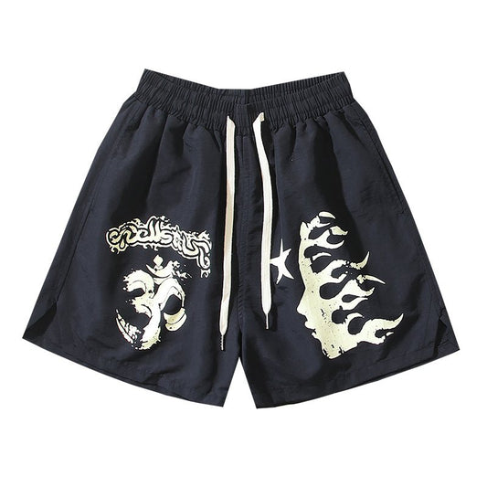 HS Black Graphic Drawstring Shorts ¡ª hero