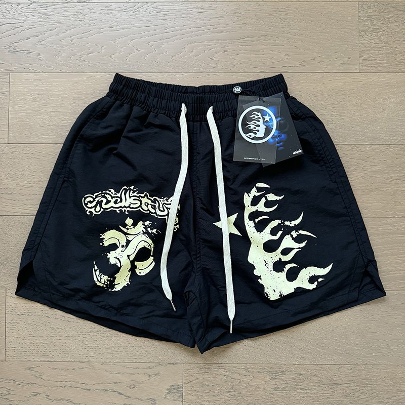 HS Black Graphic Drawstring Shorts ¡ª context