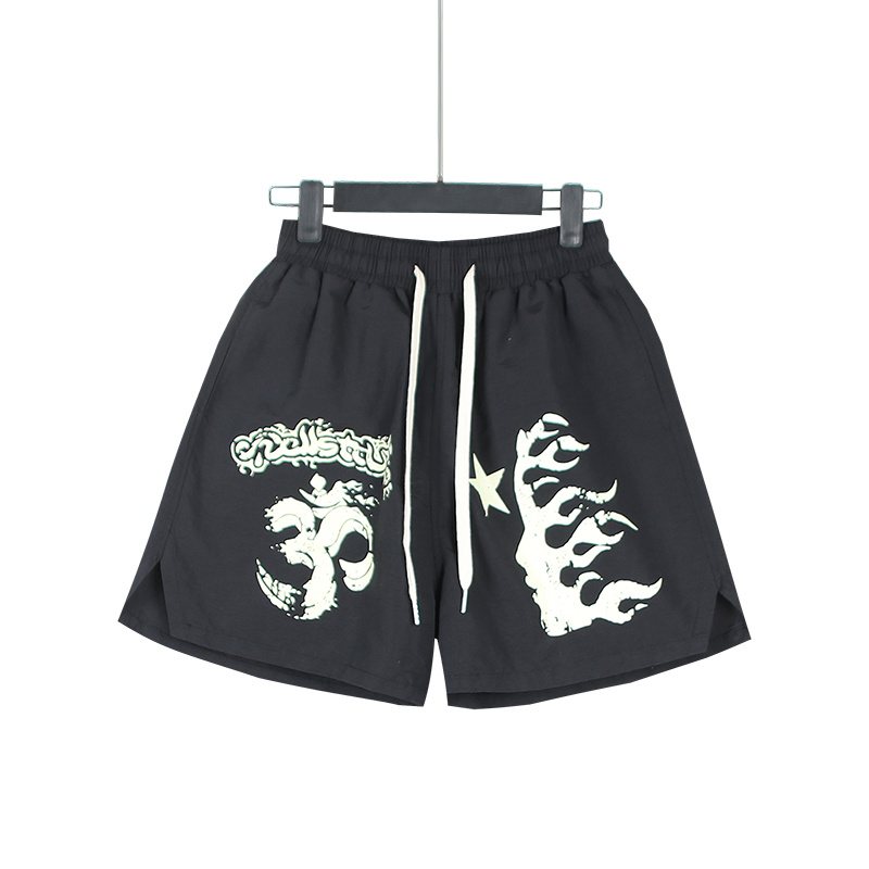 HS Black Graphic Drawstring Shorts ¡ª front