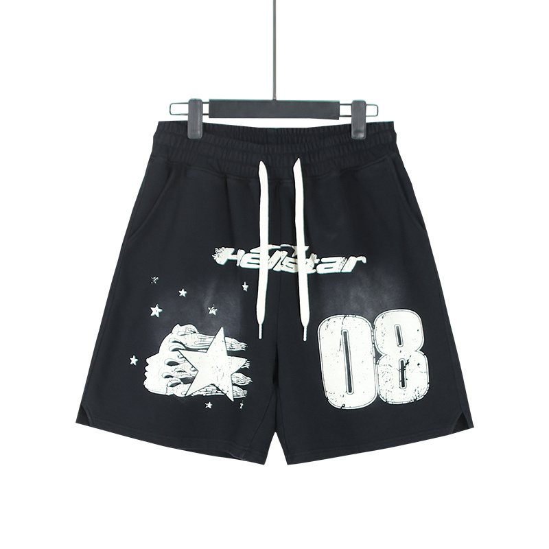 HS Washed Black 08 Graphic Shorts ¡ª front
