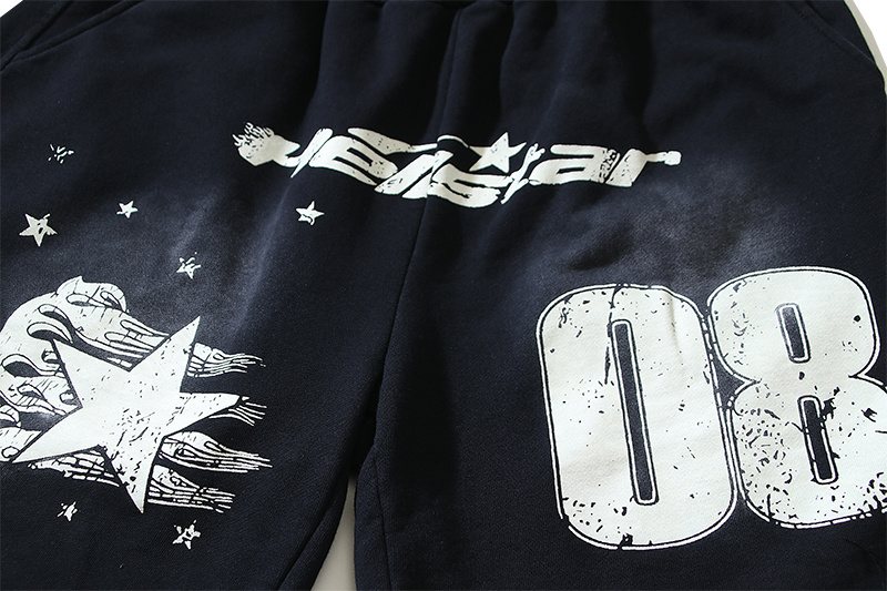 HS Washed Black Graphic Sweat Shorts ¡ª detail