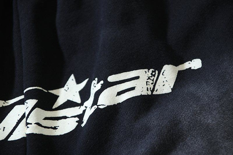 HS Washed Black Graphic Sweat Shorts ¡ª detail