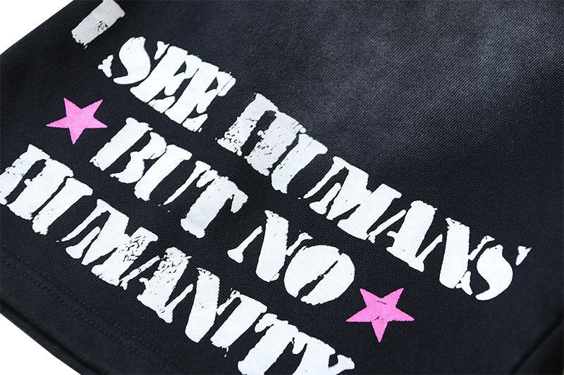 HS Washed Black Records Graphic Shorts ¡ª detail