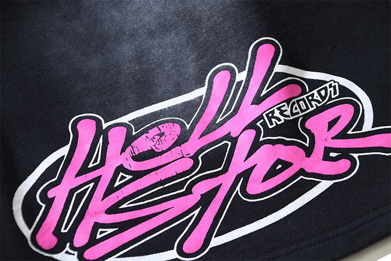 HS Washed Black Records Graphic Shorts ¡ª detail