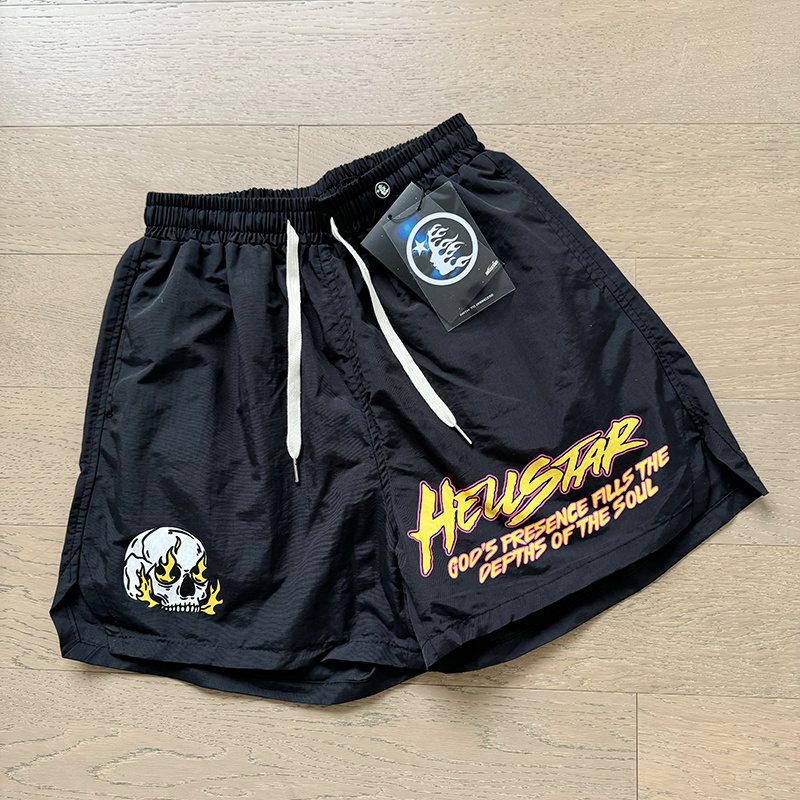 HS Flame Skull Graphic Drawstring Shorts ¡ª context