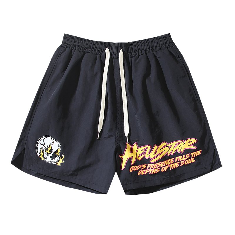 HS Flame Skull Graphic Drawstring Shorts ¡ª hero