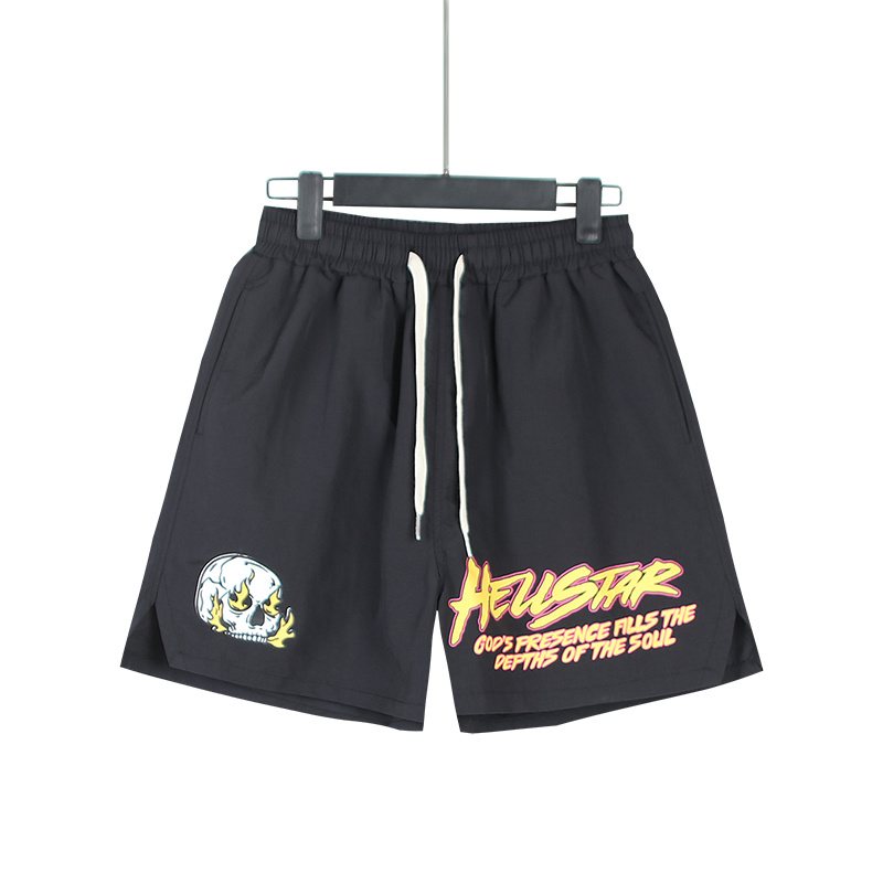 HS Flame Skull Graphic Drawstring Shorts ¡ª front
