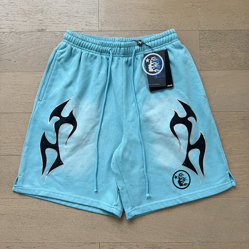 HS Light Blue Washed Graphic Shorts ¡ª front