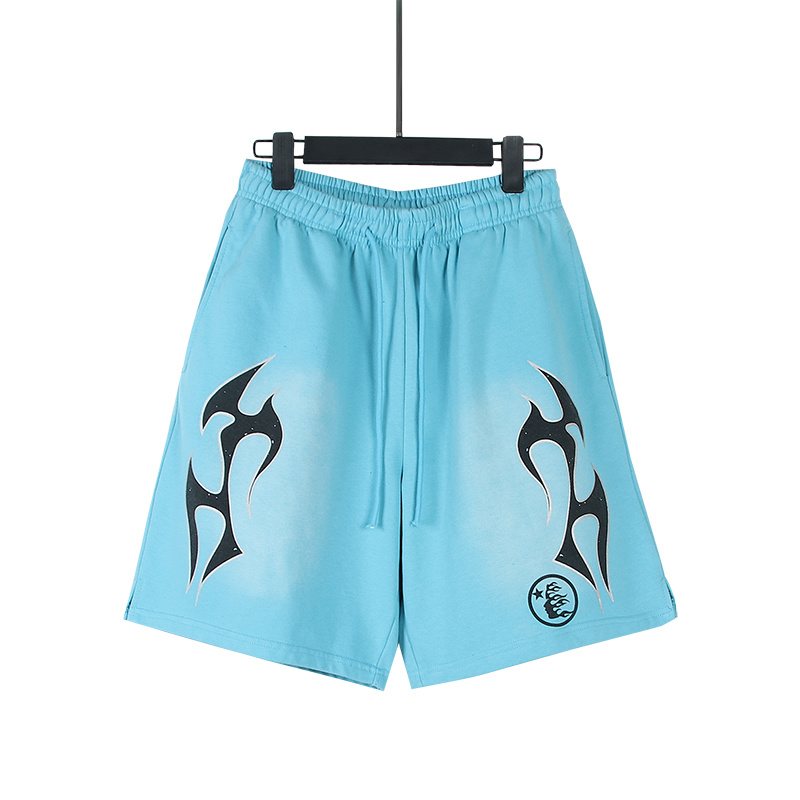 HS Light Blue Washed Graphic Shorts ¡ª front