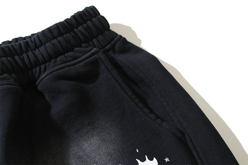 HS Records Graphic Washed Black Shorts ¡ª detail