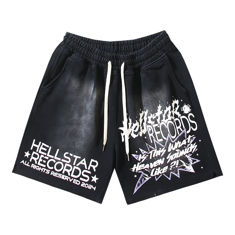 HS Records Graphic Washed Black Shorts ¡ª hero