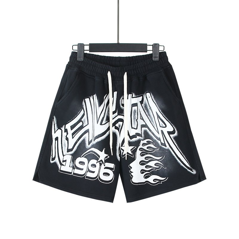 HS Washed Black Graphic Shorts ¡ª front