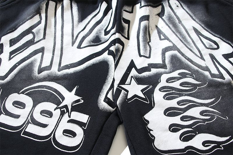 HS Washed Black Graphic Shorts ¡ª detail