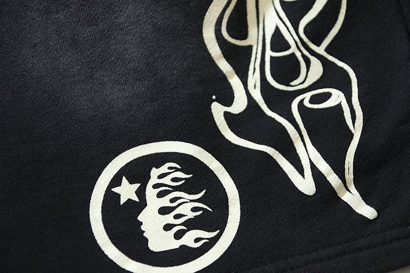 HS Washed Splatter Flame Graphic Shorts ¡ª detail
