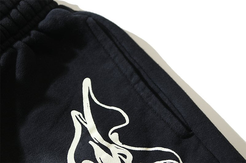 HS Washed Splatter Flame Graphic Shorts ¡ª detail