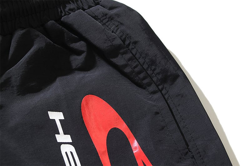 HS Red & White Graphic Drawstring Shorts ¡ª detail