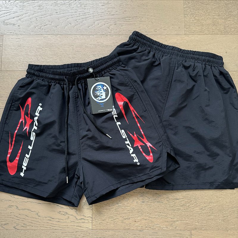 HS Red & White Graphic Drawstring Shorts ¡ª context