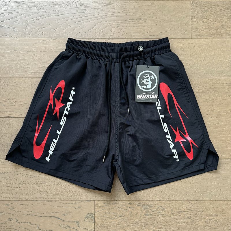 HS Red & White Graphic Drawstring Shorts ¡ª front