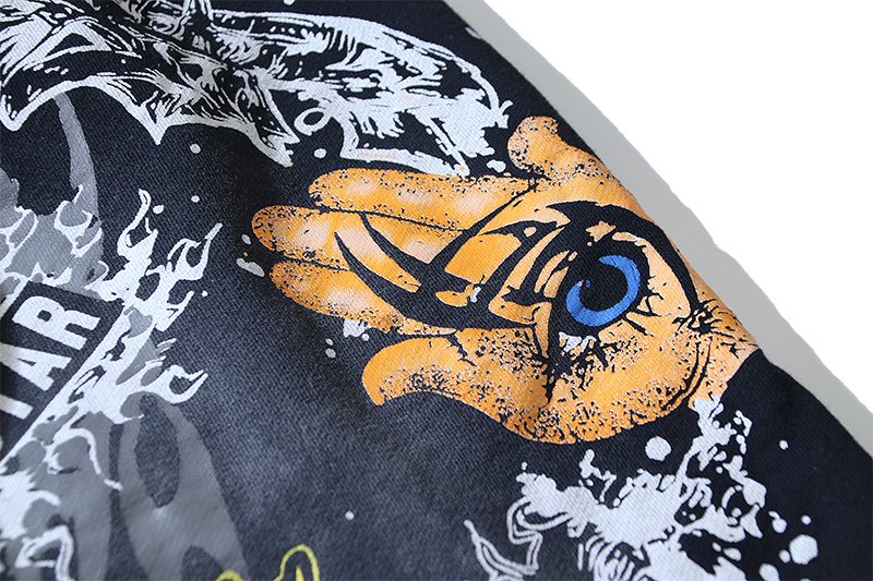 HS Records Splatter Graphic Shorts ¡ª fabric_closeup