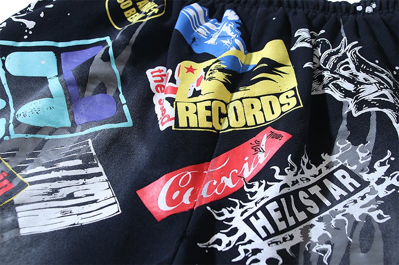 HS Records Splatter Graphic Shorts ¡ª fabric_closeup