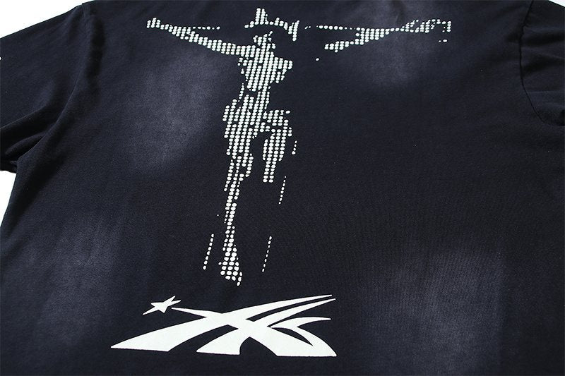 HS Washed Black Graphic Long-Sleeve T-Shirt ¡ª detail