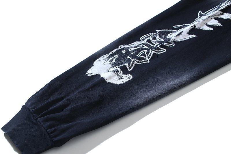 HS Distressed Black Graphic Long-Sleeve T-Shirt ¡ª detail