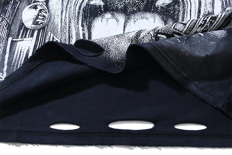 HS Distressed Black Graphic Long-Sleeve T-Shirt ¡ª detail