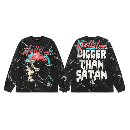 HS Bigger Than Satan Skull Graphic Long-Sleeve T-Shirt ¡ª hero