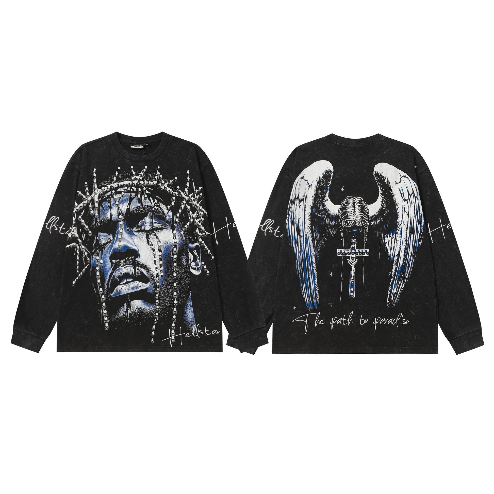 HS Washed Black Wing Cross Long-Sleeve T-Shirt ¡ª hero