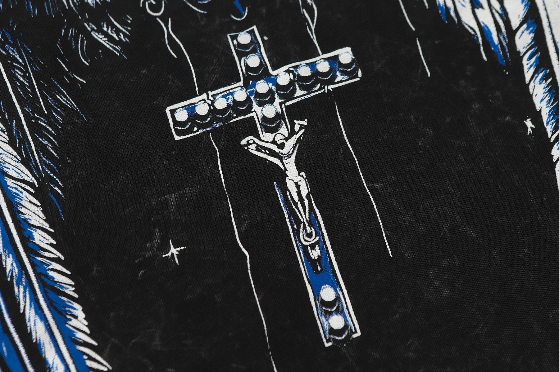 HS Washed Black Wing Cross Long-Sleeve T-Shirt ¡ª detail