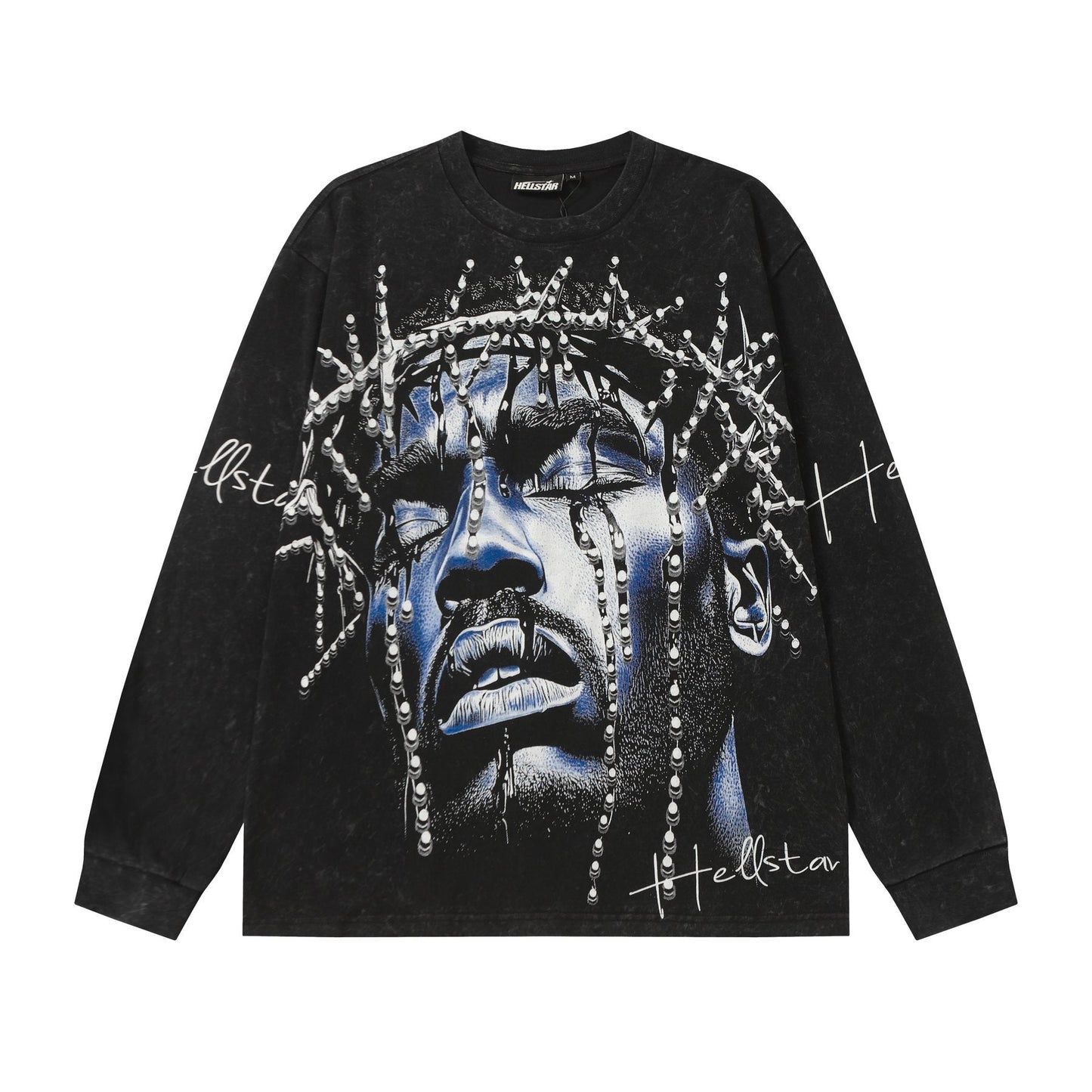 HS Washed Black Wing Cross Long-Sleeve T-Shirt ¡ª front