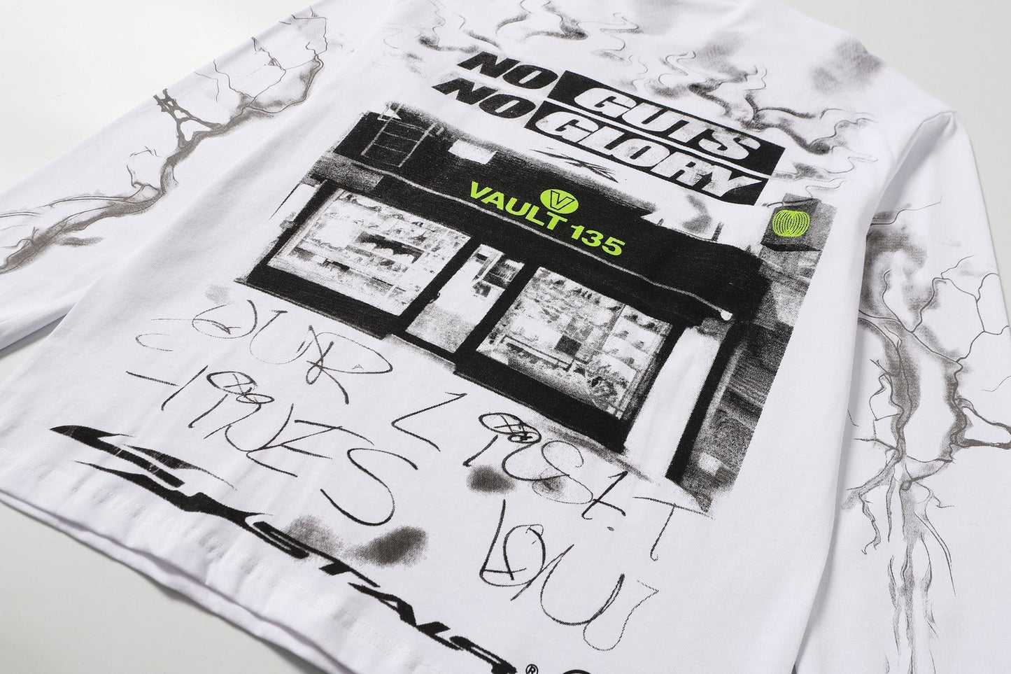 HS White Graphic Long-Sleeve T-Shirt ¡ª detail