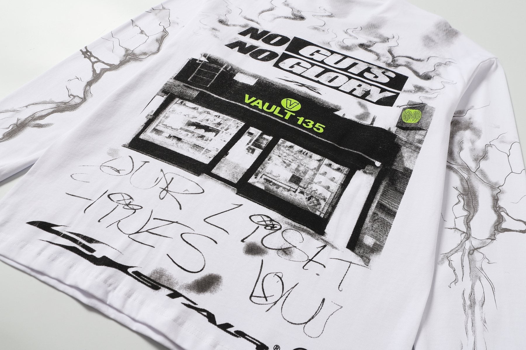 HS White Graphic Long-Sleeve T-Shirt ¡ª detail
