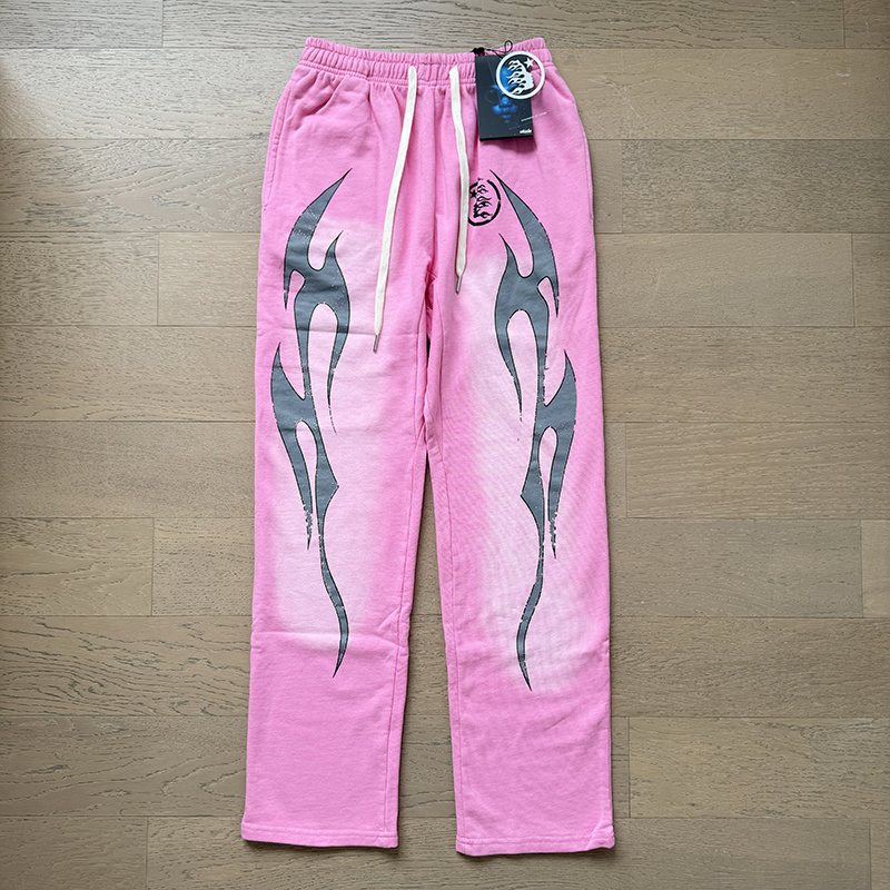 HS Flame Graphic Sweatpants - Pink ¡ª front