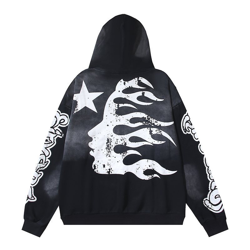 HS Washed Flame Star Graphic Hoodie ¡ª back