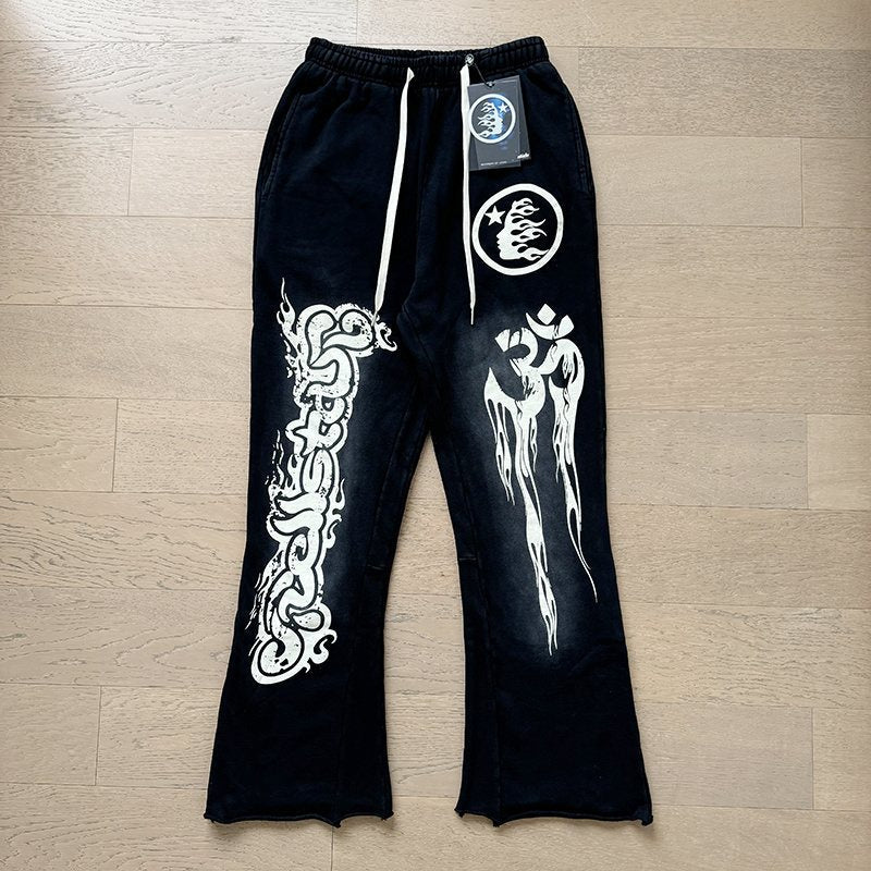 HS Washed Wide-Leg Graphic Sweatpants ¡ª front